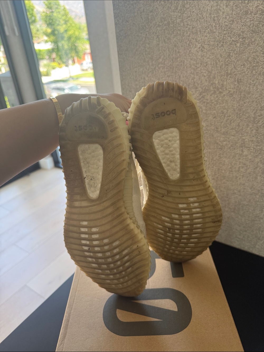 adidas Kids Cream White Knit Sneakers - Picture 4 of 5